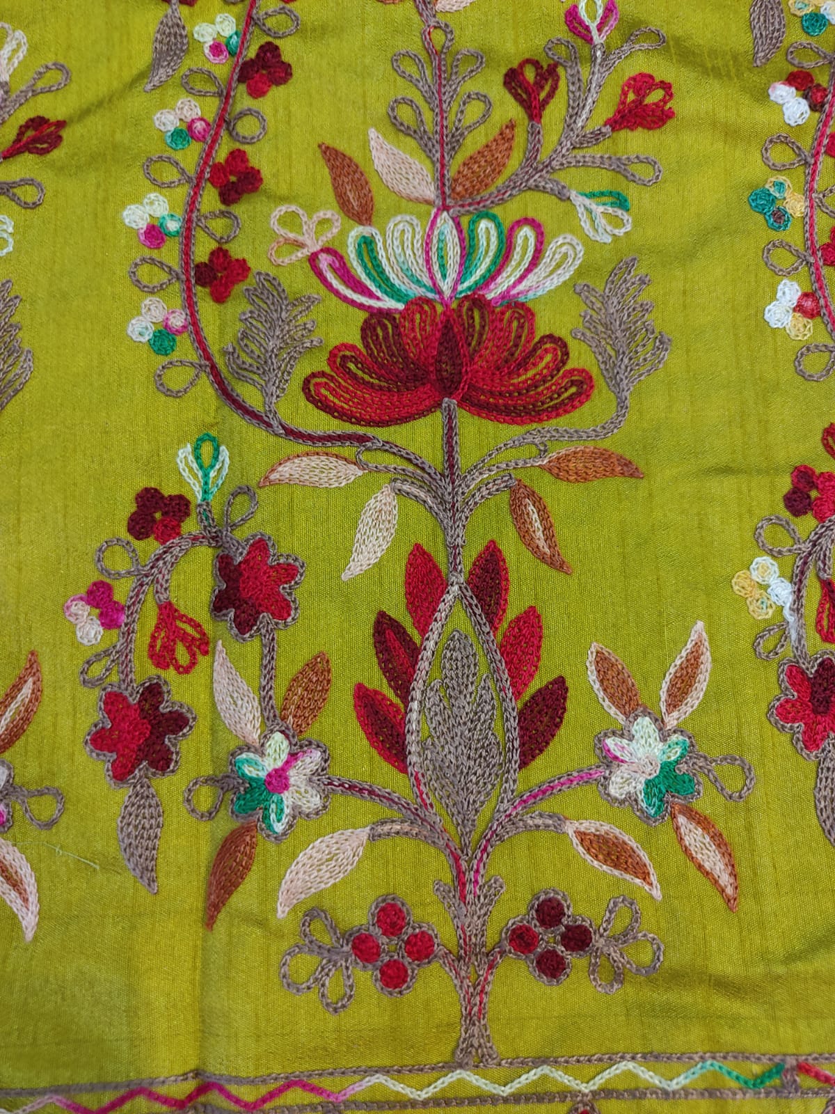 Kashmiri Aari Embroidered Silk Long Jacket | Floral Coat