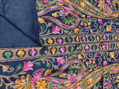Kashmiri Aari Embroidered Silk Coat | Bohemian Winter Jacket