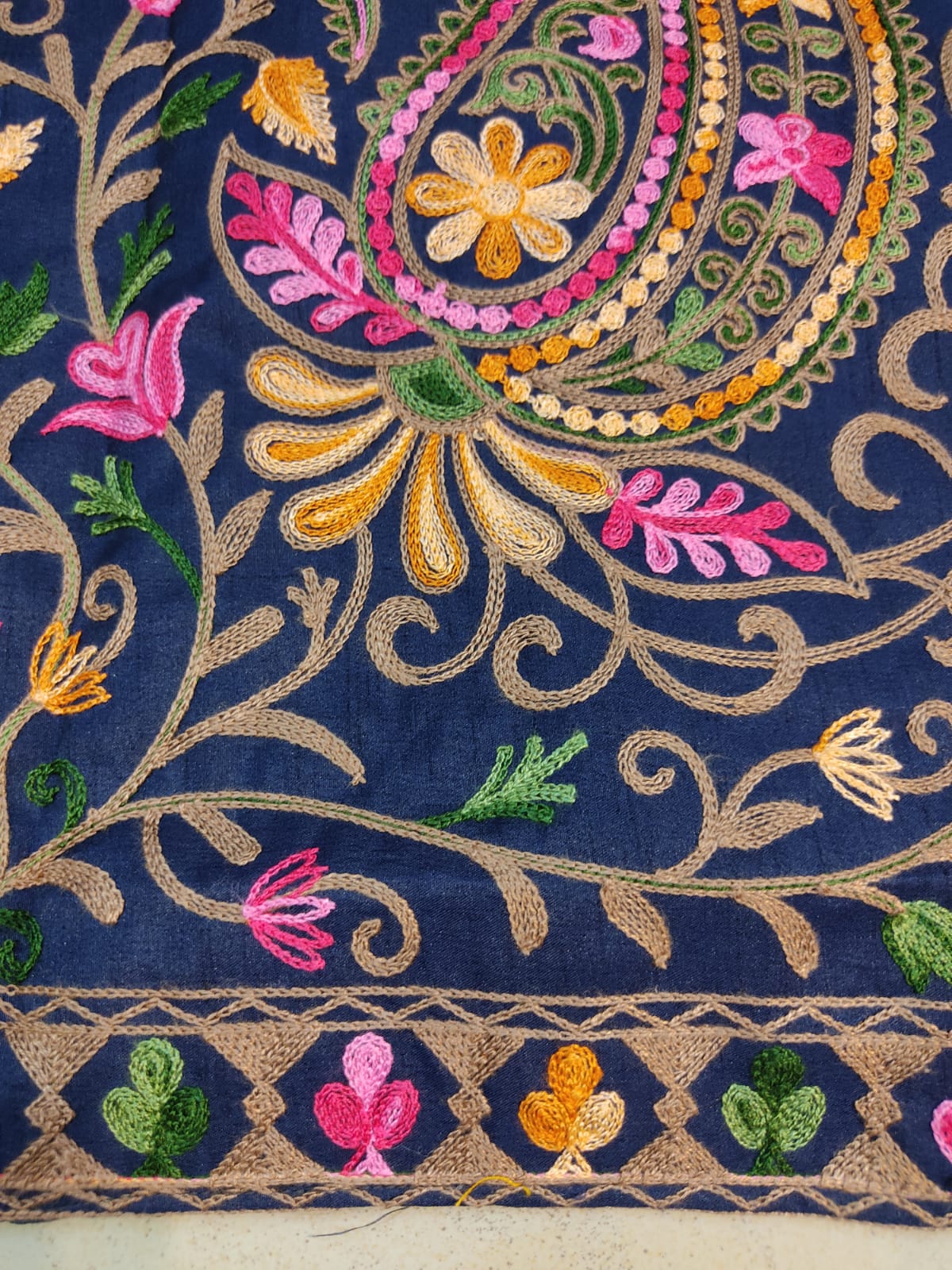 Kashmiri Aari Embroidered Silk Coat | Bohemian Winter Jacket