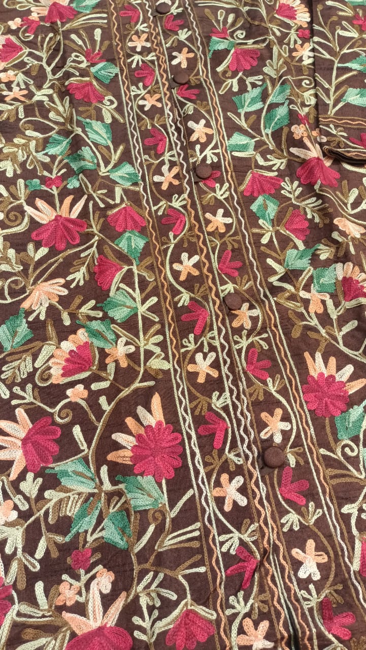Kashmiri Aari Silk Jacket/Coat brown