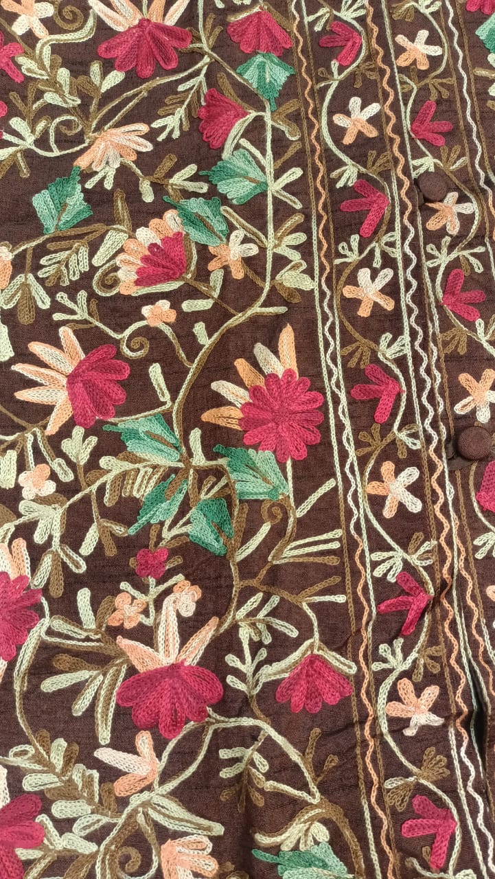 Kashmiri Aari Silk Jacket/Coat brown