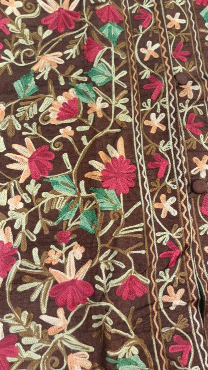 Kashmiri Aari Silk Jacket/Coat brown