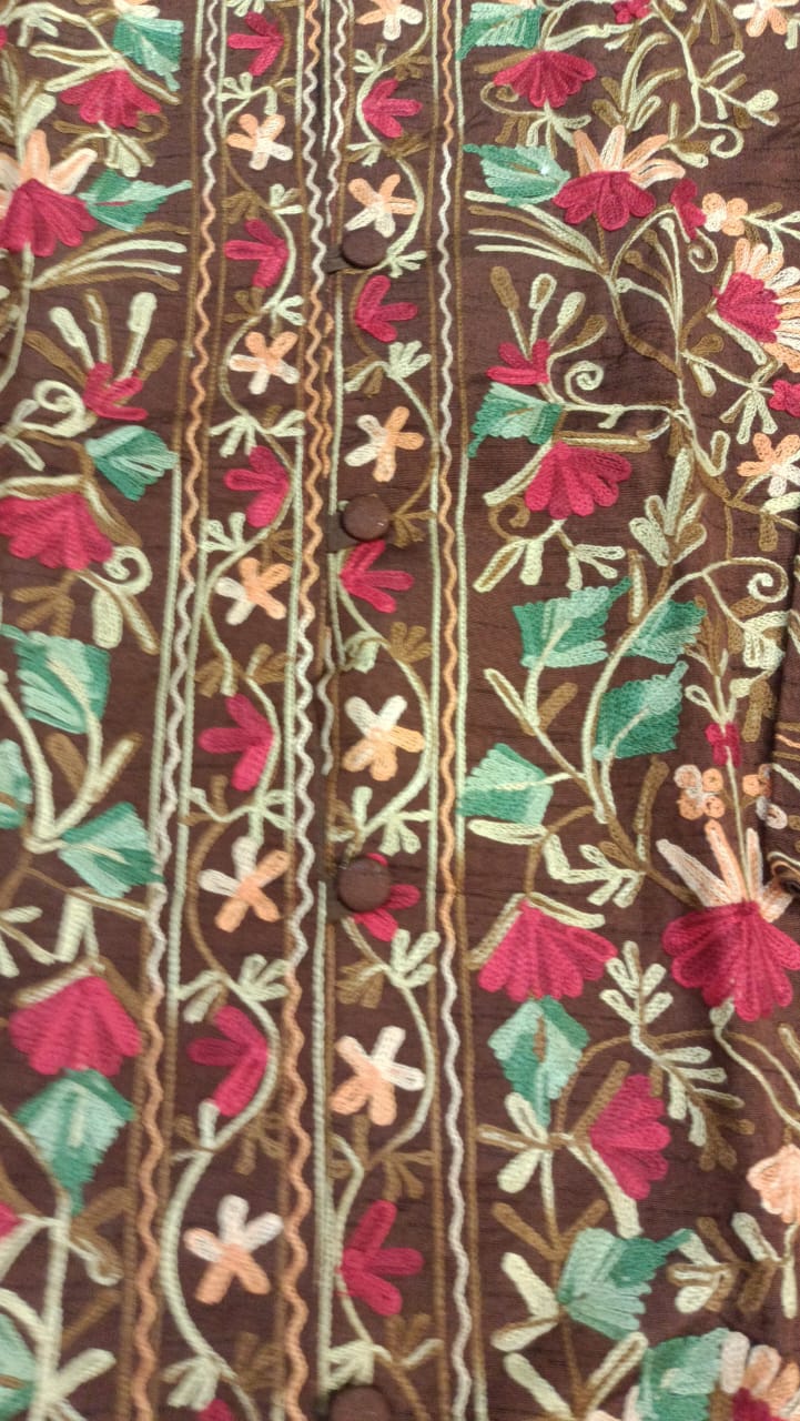 Kashmiri Aari Silk Jacket/Coat brown