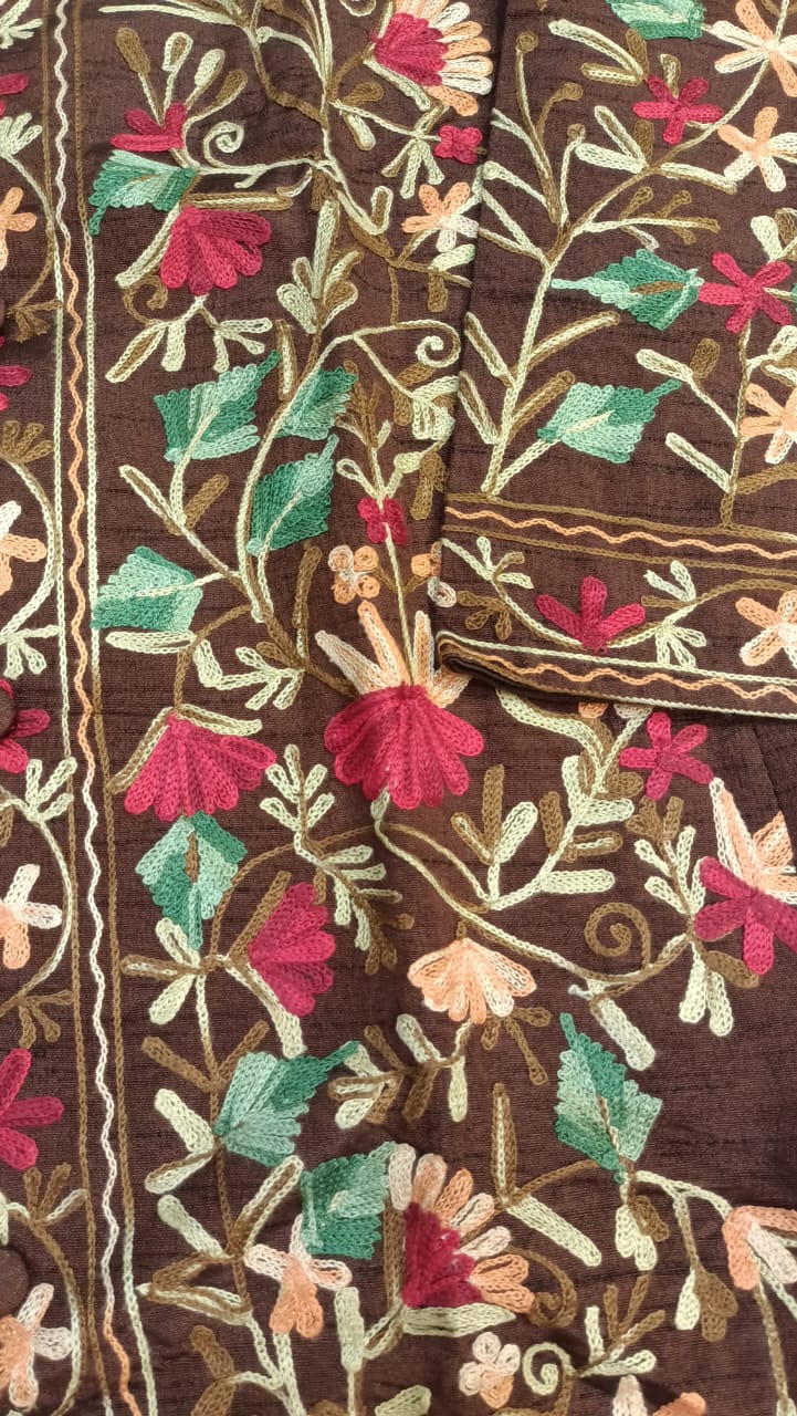 Kashmiri Aari Silk Jacket/Coat brown
