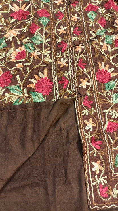 Kashmiri Aari Silk Jacket/Coat brown