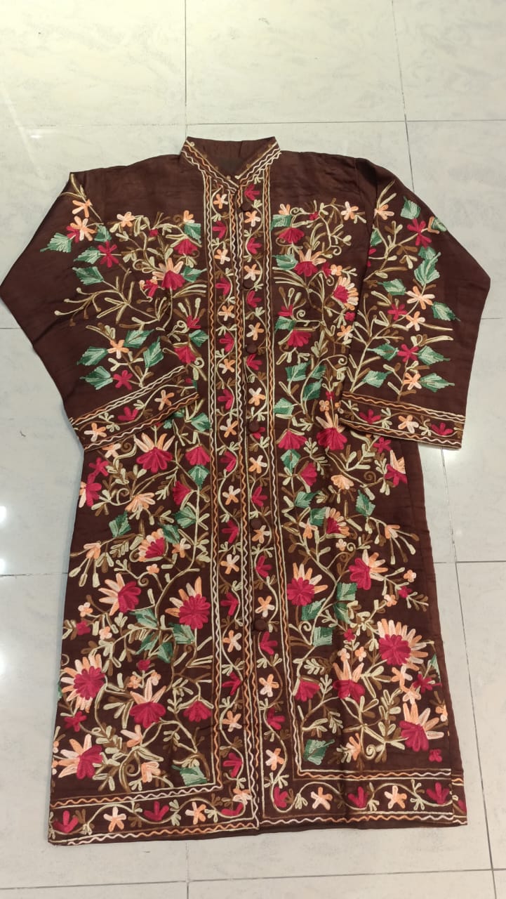 Kashmiri Aari Silk Jacket/Coat brown