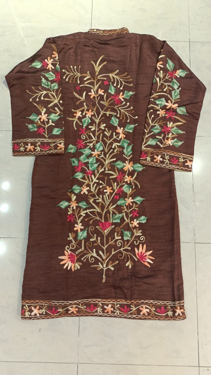 Kashmiri Aari Silk Jacket/Coat brown