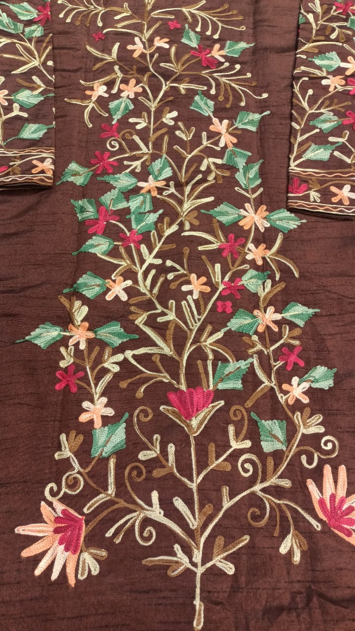 Kashmiri Aari Silk Jacket/Coat brown