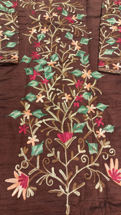 Kashmiri Aari Silk Jacket/Coat brown