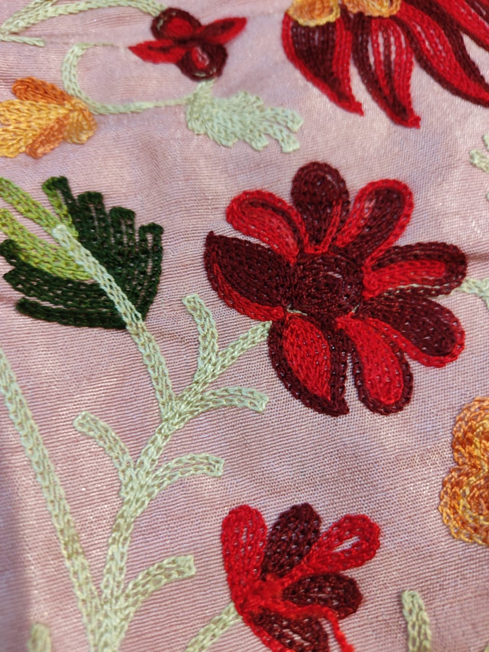 Artisan-Crafted Kashmiri Aari Embroidered Jacket - pink and multi embroidery Statement Coat