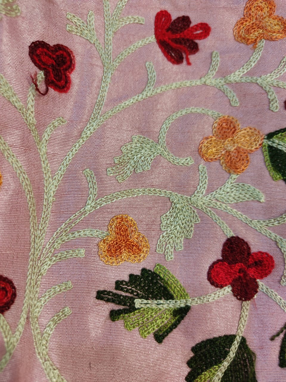 Artisan-Crafted Kashmiri Aari Embroidered Jacket - pink and multi embroidery Statement Coat