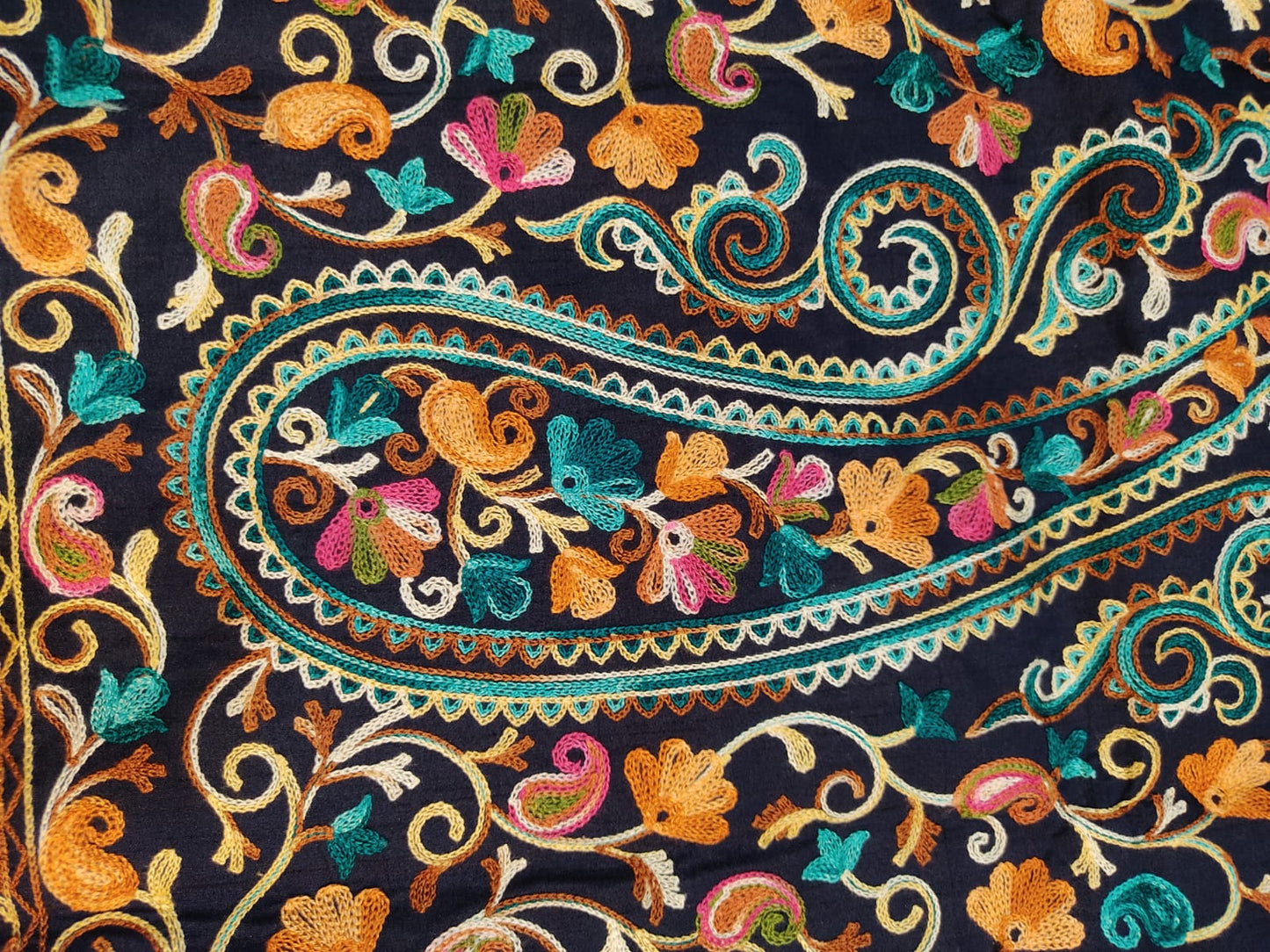 Artisan-Crafted Kashmiri Aari Embroidered Jacket - blue Floral Statement Coat