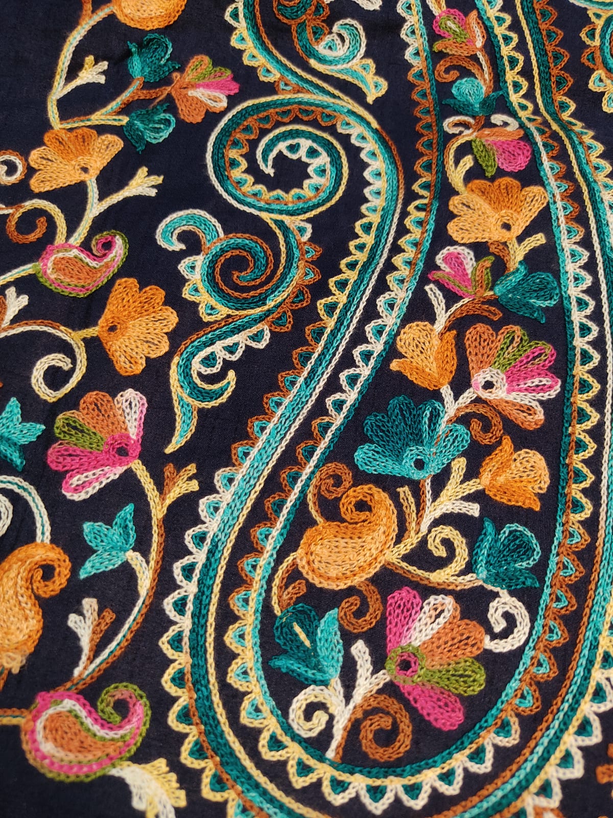 Artisan-Crafted Kashmiri Aari Embroidered Jacket - blue Floral Statement Coat