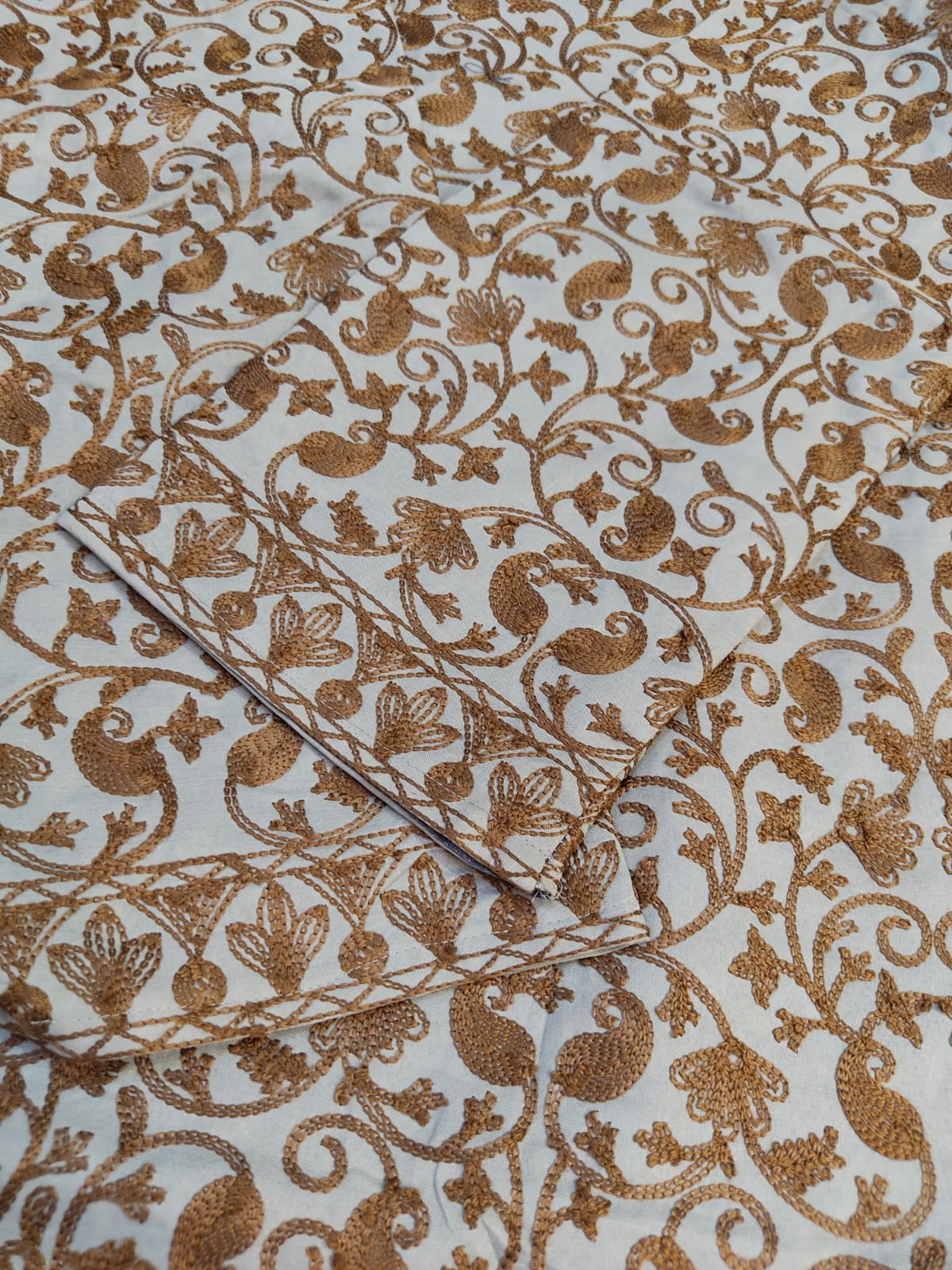 Artisan-Crafted Kashmiri Aari Embroidered Jacket - grey and maroon Statement Coat