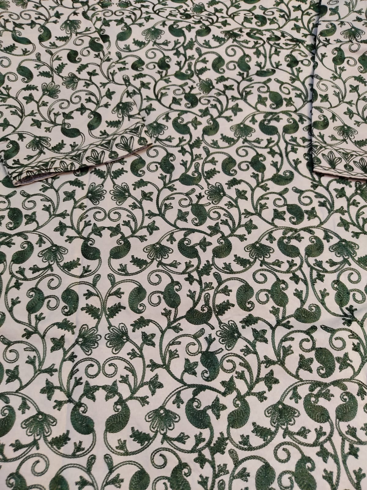 Artisan-Crafted Kashmiri Aari Embroidered Jacket - green and grey statement