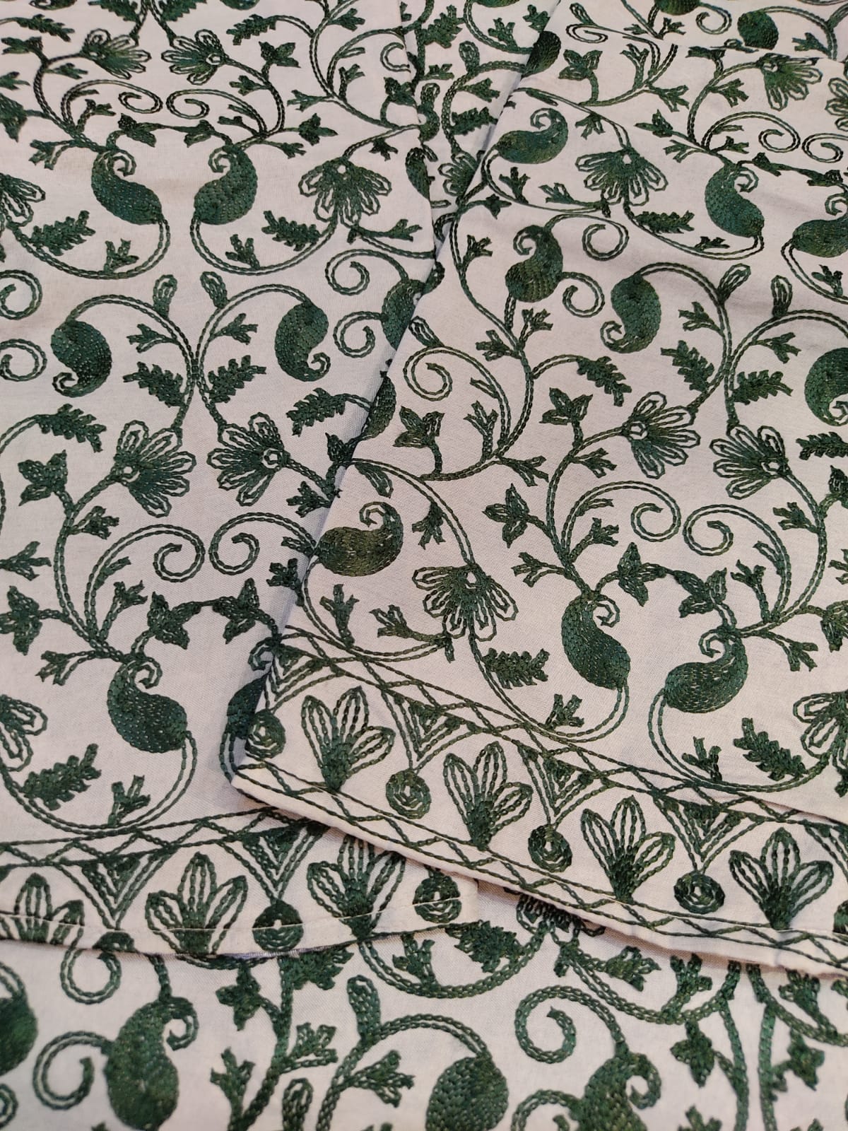 Artisan-Crafted Kashmiri Aari Embroidered Jacket - green and grey statement