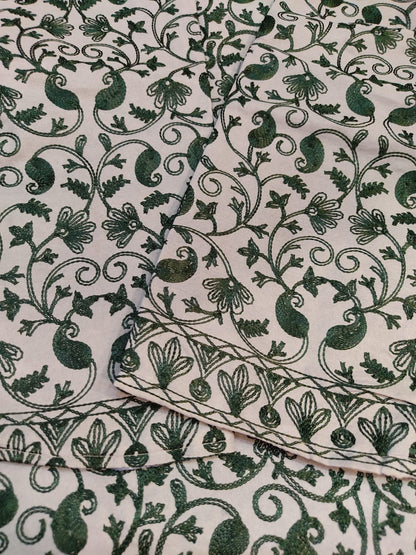 Artisan-Crafted Kashmiri Aari Embroidered Jacket - green and grey statement