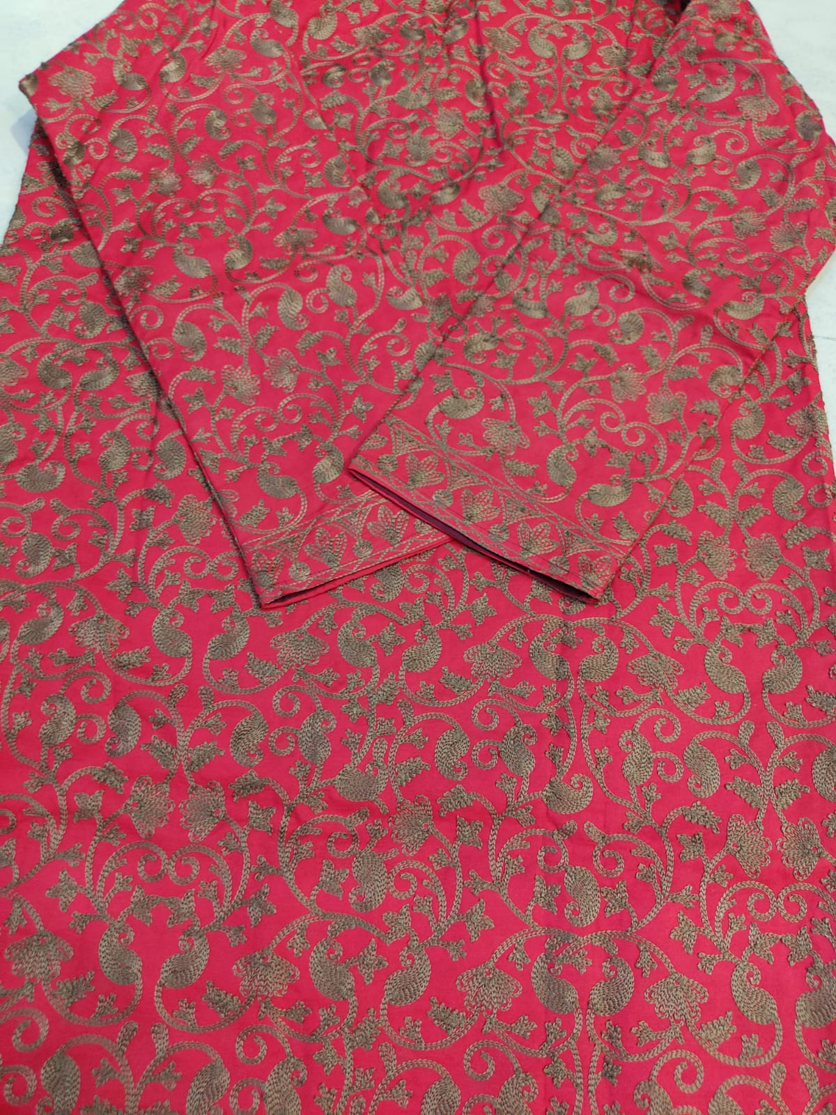 Artisan-Crafted Kashmiri Aari Embroidered Jacket - Floral Statement Coat