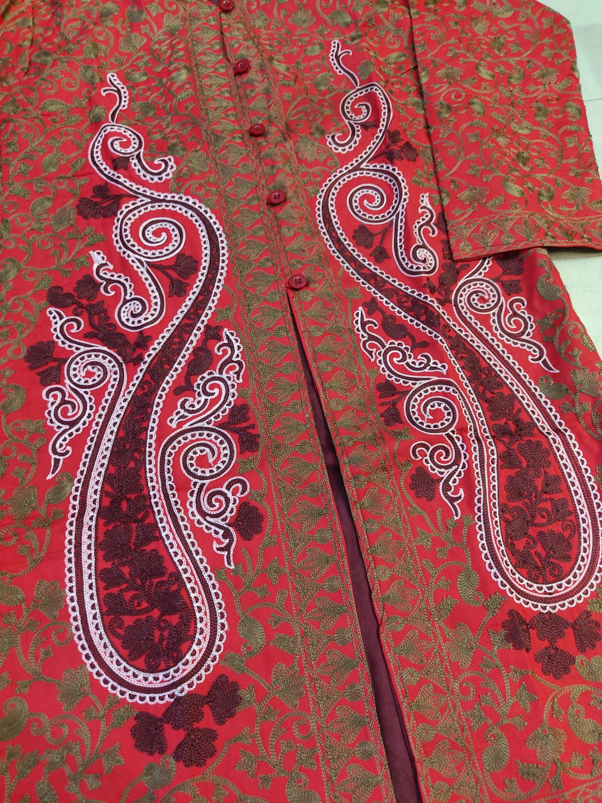 Artisan-Crafted Kashmiri Aari Embroidered Jacket - Floral Statement Coat