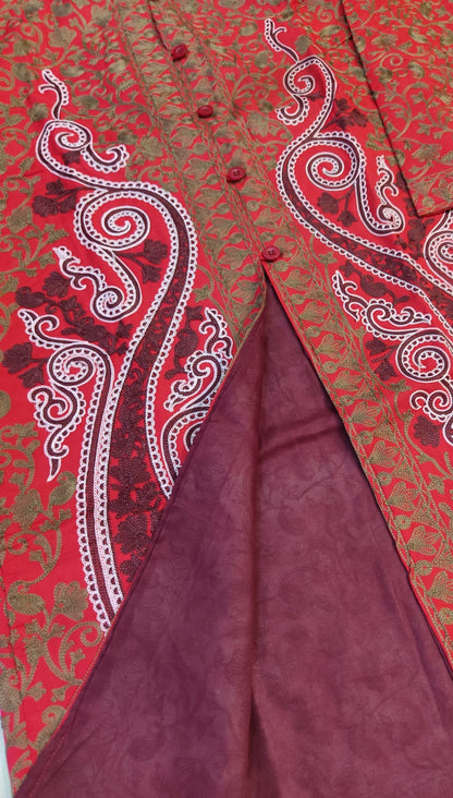 Artisan-Crafted Kashmiri Aari Embroidered Jacket - Floral Statement Coat