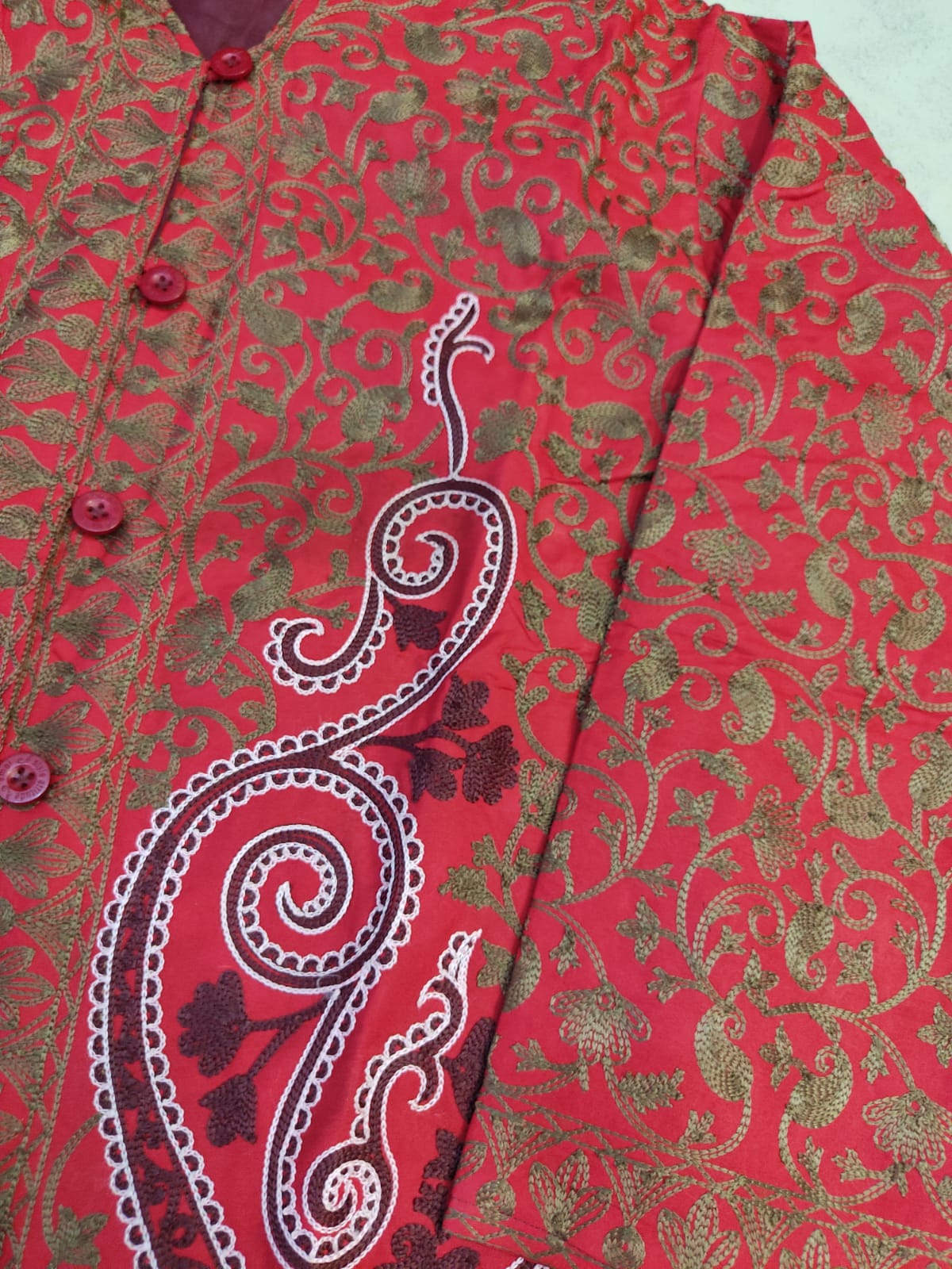 Artisan-Crafted Kashmiri Aari Embroidered Jacket - Floral Statement Coat