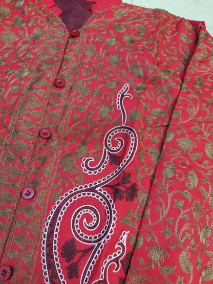 Artisan-Crafted Kashmiri Aari Embroidered Jacket - Floral Statement Coat