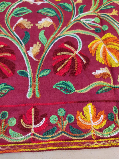 Artisan-Crafted Kashmiri Aari Embroidered Jacket - Floral Statement Coat