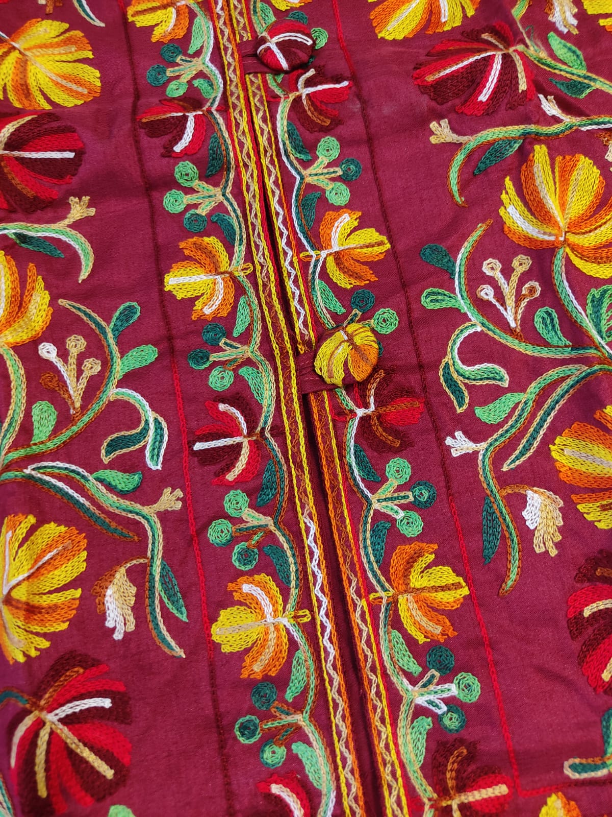 Artisan-Crafted Kashmiri Aari Embroidered Jacket - Floral Statement Coat