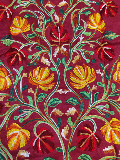 Artisan-Crafted Kashmiri Aari Embroidered Jacket - Floral Statement Coat