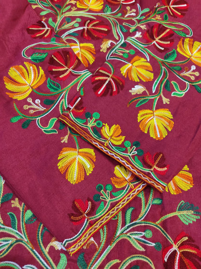 Artisan-Crafted Kashmiri Aari Embroidered Jacket - Floral Statement Coat