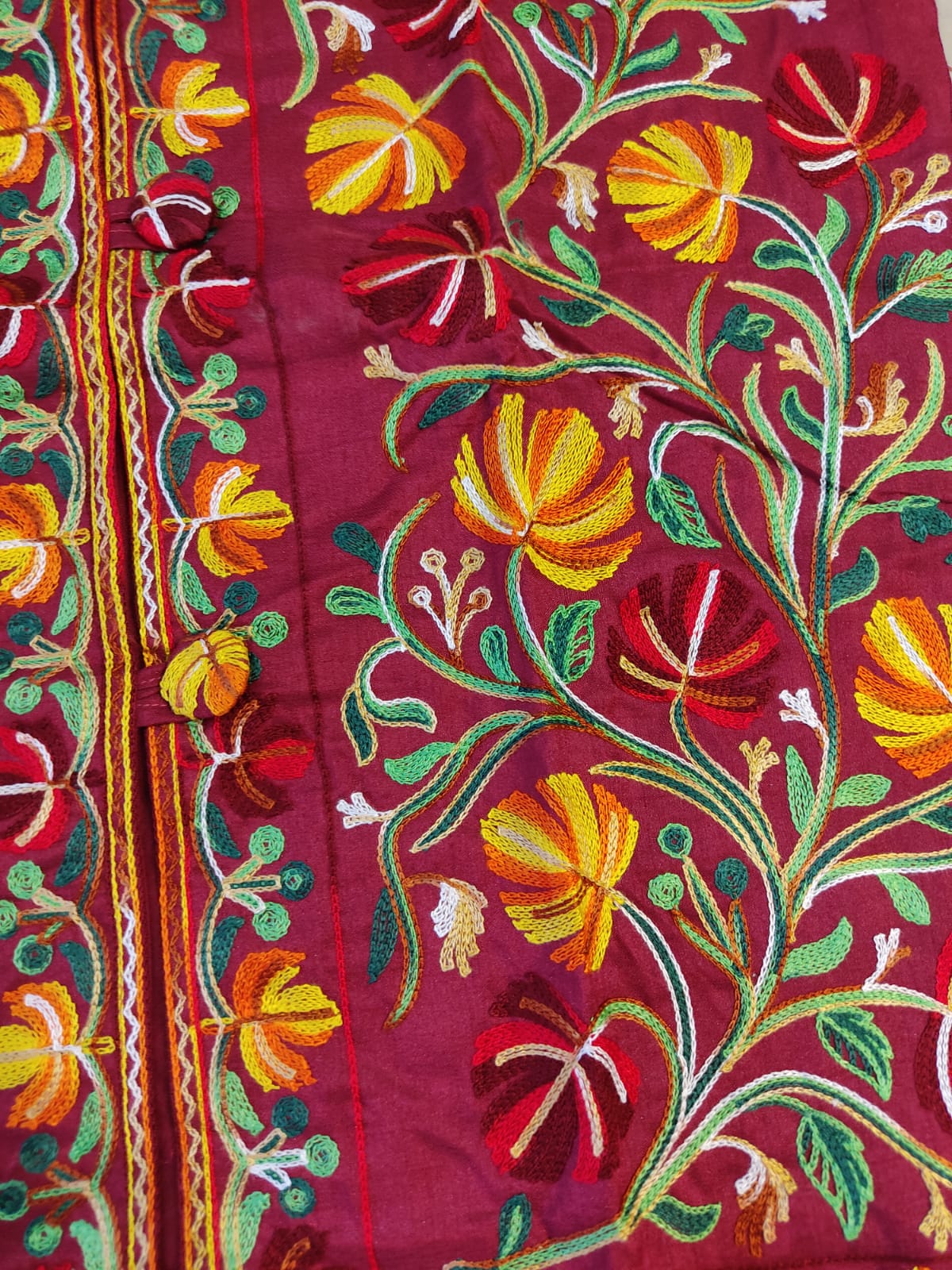 Artisan-Crafted Kashmiri Aari Embroidered Jacket - Floral Statement Coat