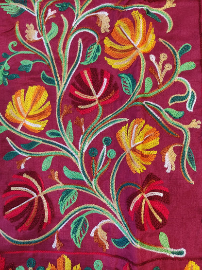 Artisan-Crafted Kashmiri Aari Embroidered Jacket - Floral Statement Coat