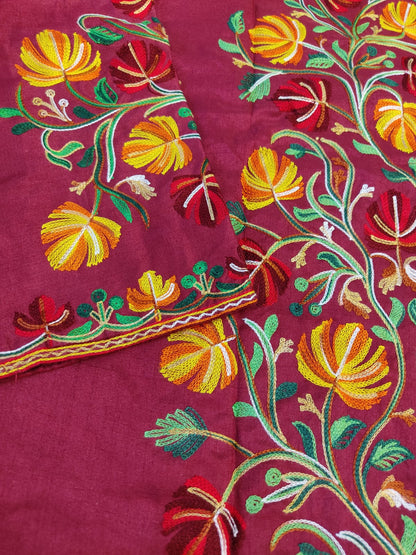 Artisan-Crafted Kashmiri Aari Embroidered Jacket - Floral Statement Coat