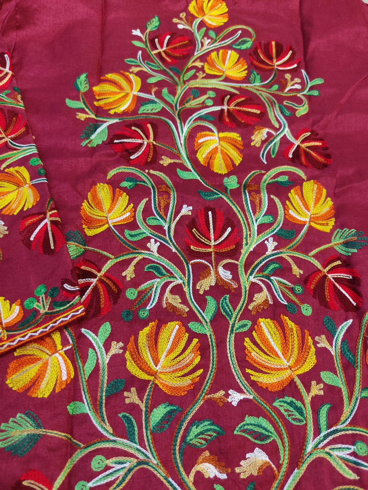 Artisan-Crafted Kashmiri Aari Embroidered Jacket - Floral Statement Coat