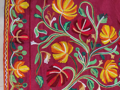 Artisan-Crafted Kashmiri Aari Embroidered Jacket - Floral Statement Coat