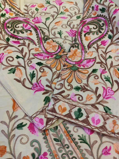 Artisan-Crafted Kashmiri Aari Embroidered Jacket - black and white Statement Coat