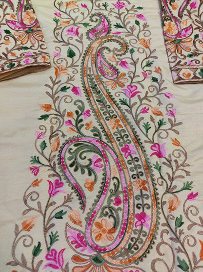 Artisan-Crafted Kashmiri Aari Embroidered Jacket - black and white Statement Coat