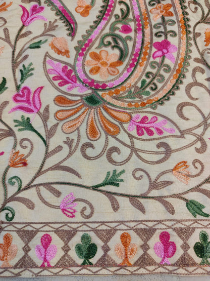 Artisan-Crafted Kashmiri Aari Embroidered Jacket - black and white Statement Coat