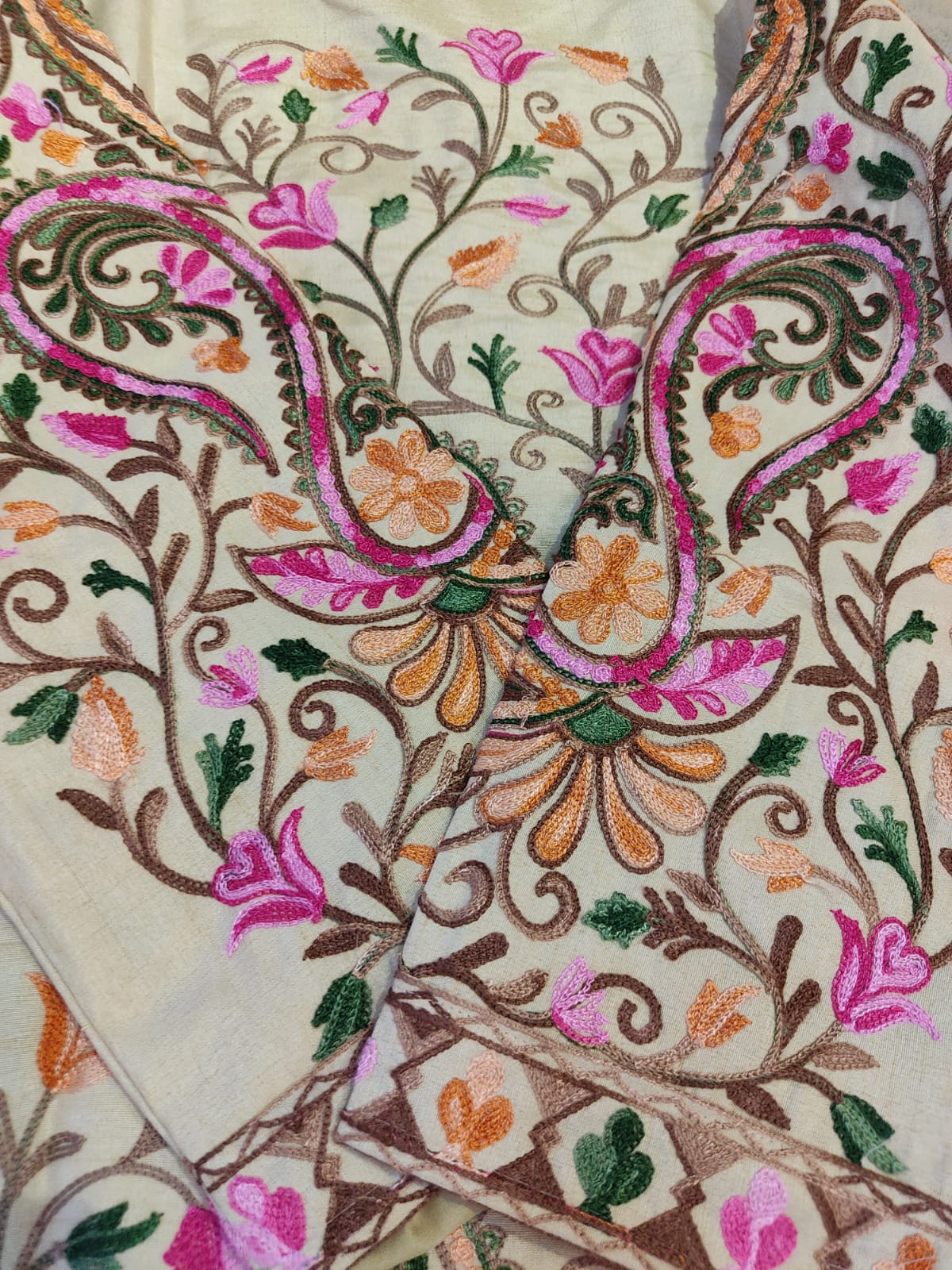 Artisan-Crafted Kashmiri Aari Embroidered Jacket - black and white Statement Coat