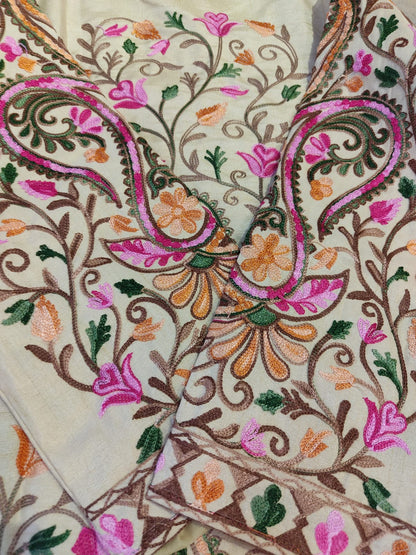 Artisan-Crafted Kashmiri Aari Embroidered Jacket - black and white Statement Coat