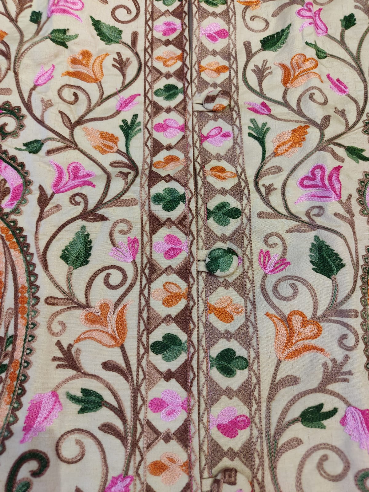 Artisan-Crafted Kashmiri Aari Embroidered Jacket - black and white Statement Coat