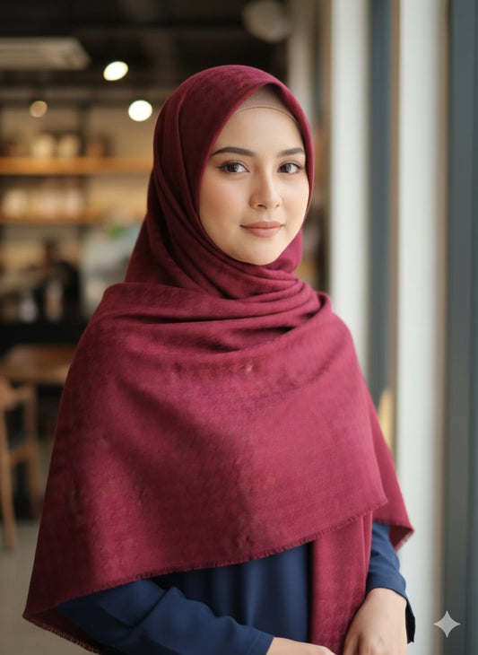 Classic Solid maroon Wool/Pashmina Stole