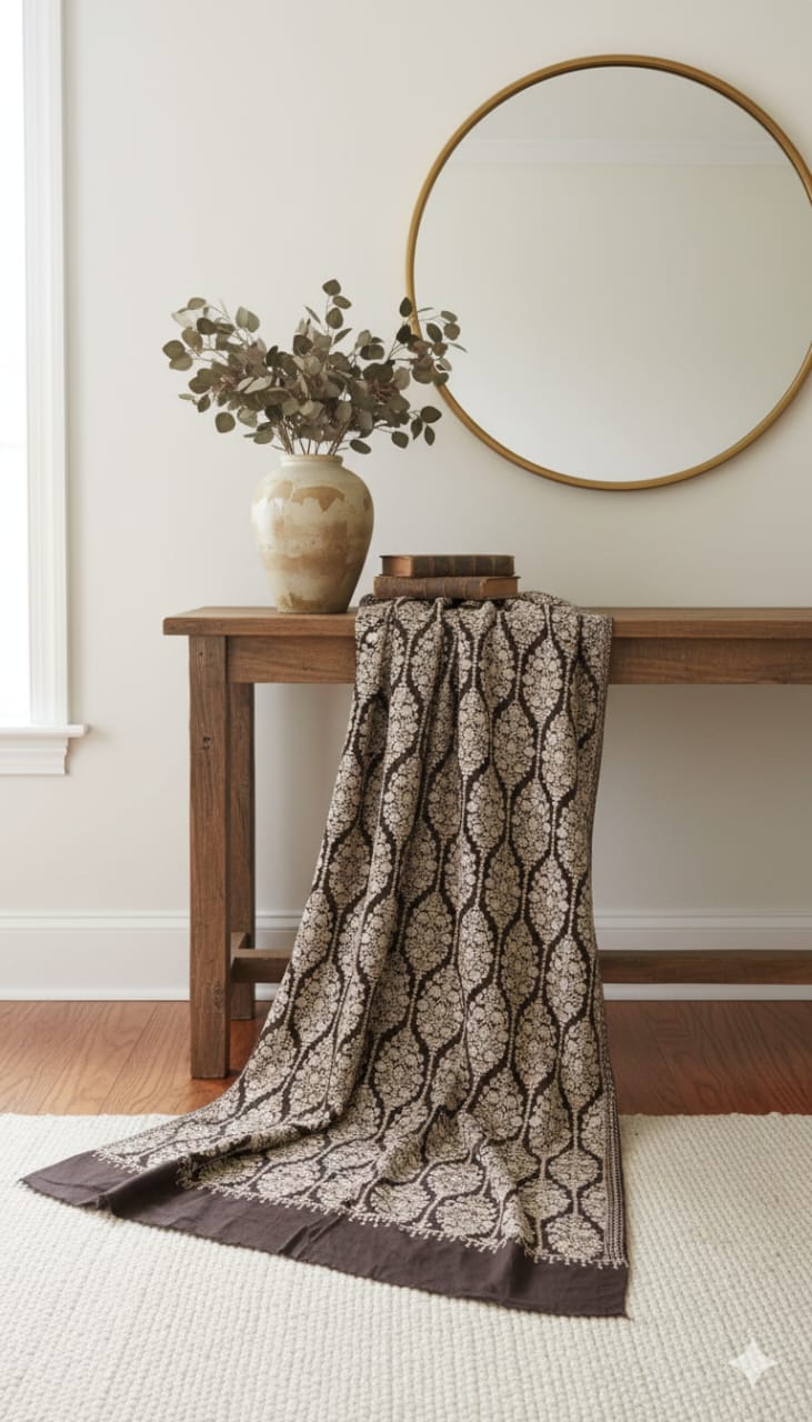 Elegant Black Pashmina Aari Embroidered Shawl