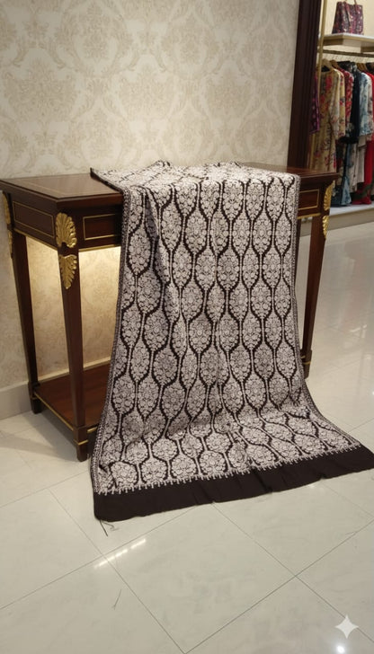 Elegant Black Pashmina Aari Embroidered Shawl