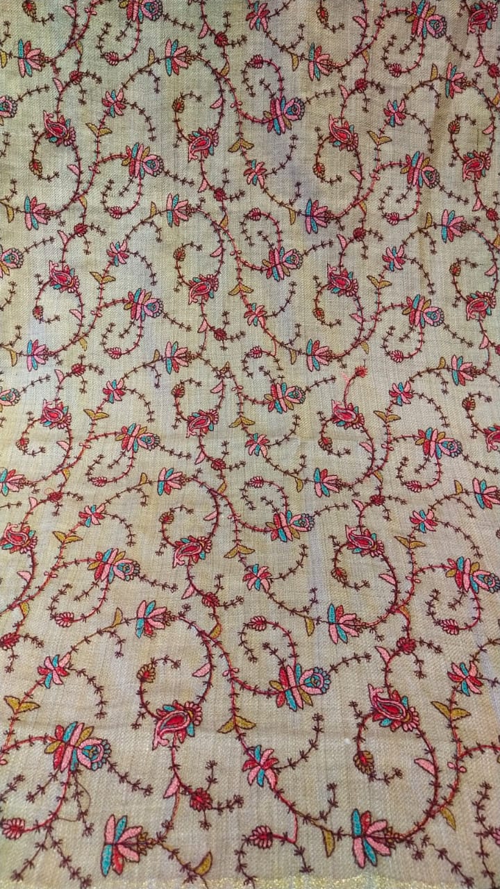 Elegant Beige Pashmina Embroidered Shawl