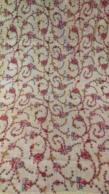 Elegant Beige Pashmina Embroidered Shawl
