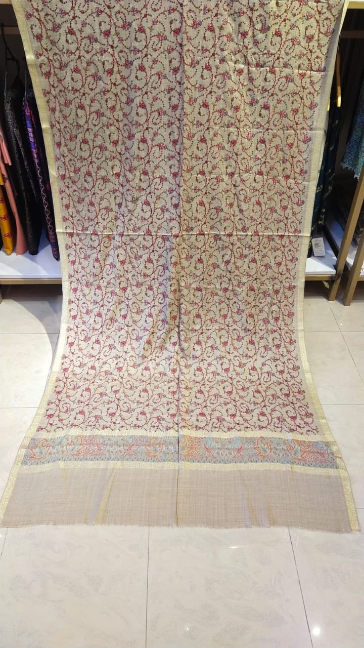 Elegant Beige Pashmina Embroidered Shawl