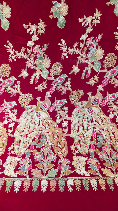 Peacock embroidery shawl