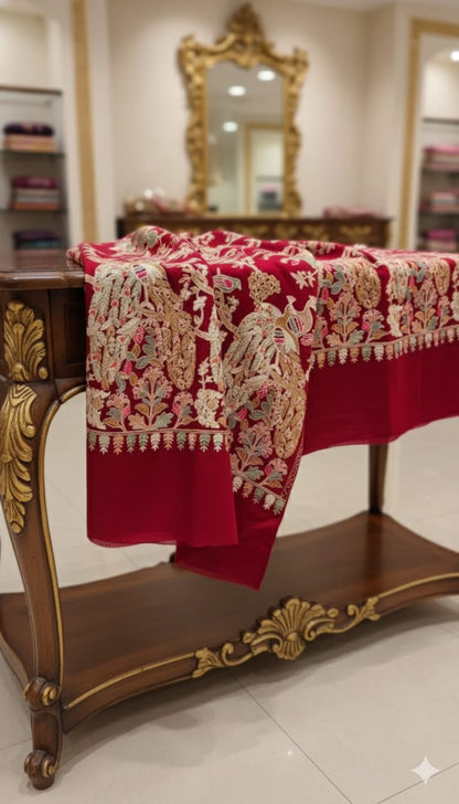 Peacock embroidery shawl