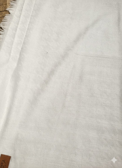 Luxurious Wool Blend Self-Stripe Fringed Stole | off white